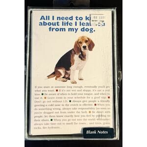 Vtg Beagle Blank Note Cards Set 9 All I Need To Know I Learned From My Dog 1993